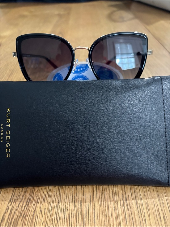 Kurt Geiger Accessories - Kurt Geiger Black Cat-Eye Sunglasses with Gold Accents